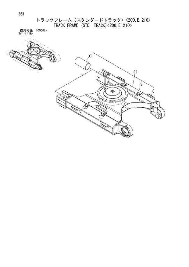 Схема запчастей Hitachi ZX210N - 363 TRACK FRAME (STD. TRACK) 200,E,210. 02 UNDERCARRIAGE