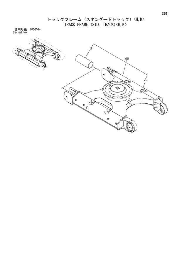 Схема запчастей Hitachi ZX210LCK - 364 TRACK FRAME (STD. TRACK) H,K. 02 UNDERCARRIAGE