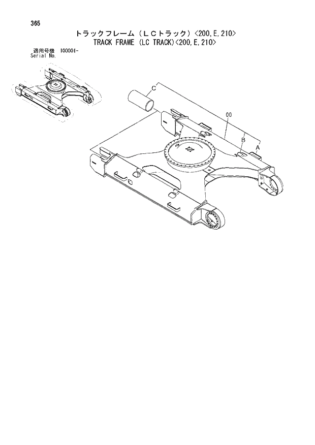 Схема запчастей Hitachi ZX210K - 365 TRACK FRAME (LC TRACK) 200,E,210. 02 UNDERCARRIAGE