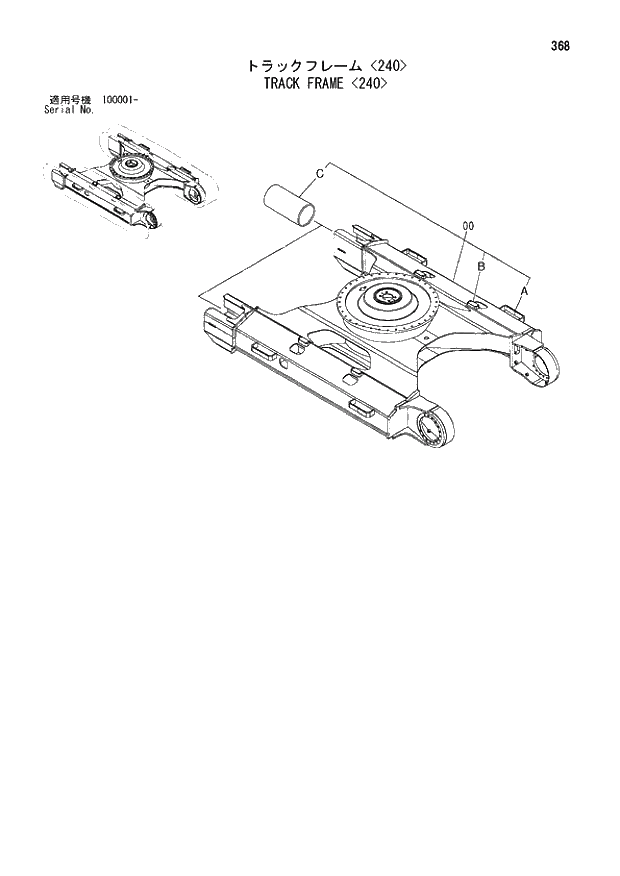 Схема запчастей Hitachi ZX200-E - 368 TRACK FRAME 240. 02 UNDERCARRIAGE