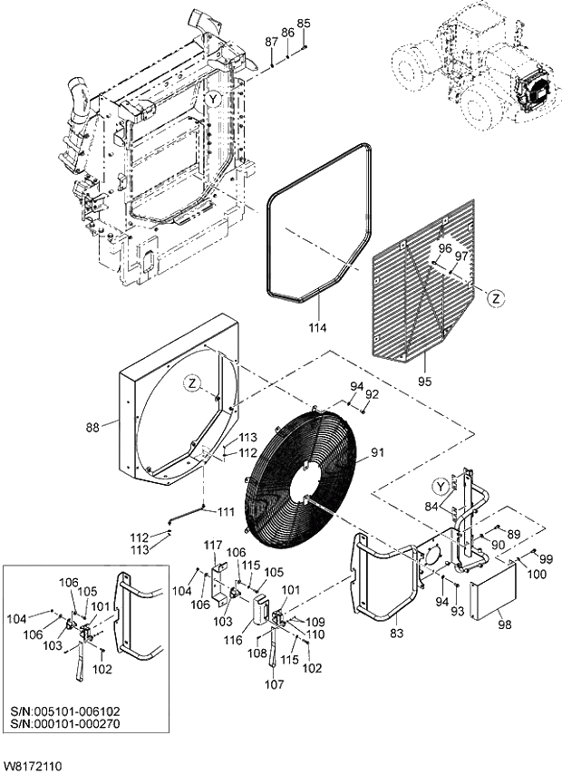 Схема запчастей Hitachi ZW310 - 005 COOLING DEVICE PARTS. 01 ENGINE