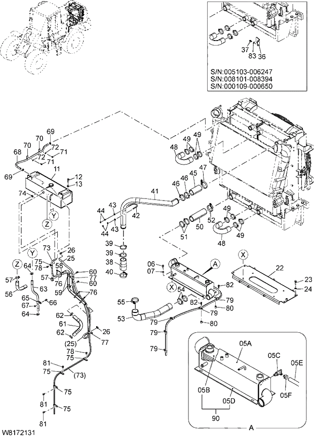 Схема запчастей Hitachi ZW310 - 009 COOLING DEVICE PIPING(2). 01 ENGINE