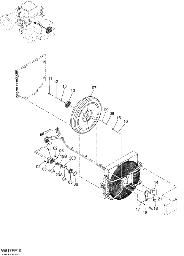 Схема запчастей Hitachi ZW310 - 011 COOLING FAN(FPM001). 01 ENGINE