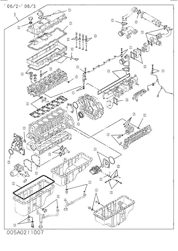 Схема запчастей Hitachi ZW220 - 005_ENGINE GASKET KIT. 005_ENGINE GASKET KIT.