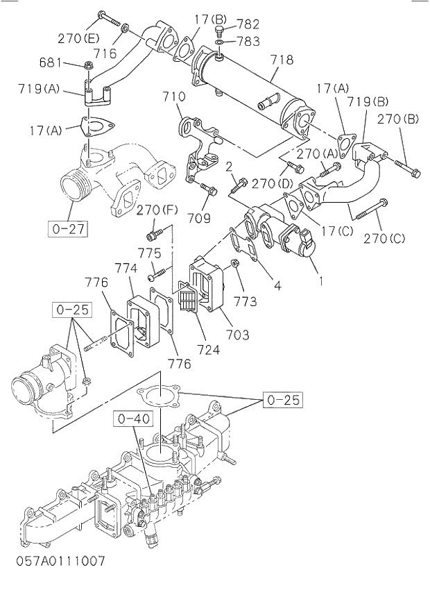 Схема запчастей Hitachi ZW220 - 057_EMISSION PIPING. 6HK1-XYWT03 DIESEL ENGINE 6HK1 PARTS CATALOG