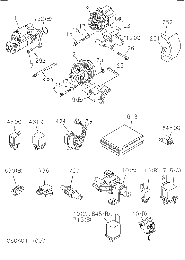 Схема запчастей Hitachi ZW220 - 060_ENGINE ELECTRICAL CONTROL PARTS. 060_ENGINE ELECTRICAL CONTROL PARTS.