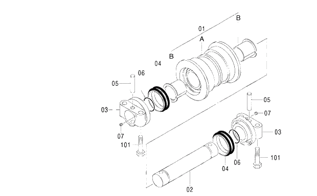 Схема запчастей Hitachi ZX250LCH-3G - 016 LOWER ROLLER 02 UNDERCARRIAGE