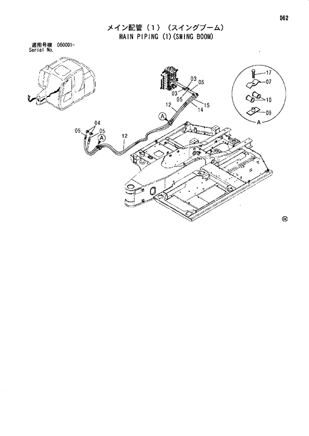 Схема запчастей Hitachi ZX80SB - 062 MAIN PIPING (1)(SWING BOOM) 01 UPPERSTRUCTURE