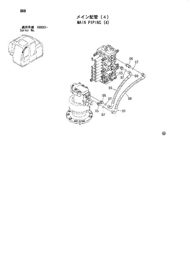 Схема запчастей Hitachi ZX80LCK - 069 MAIN PIPING (4) 01 UPPERSTRUCTURE