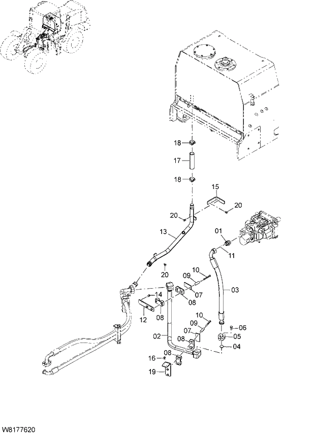 Схема запчастей Hitachi ZW310 - 005 MAIN PIPING(2). 06 HYDRAULIC SYSTEM