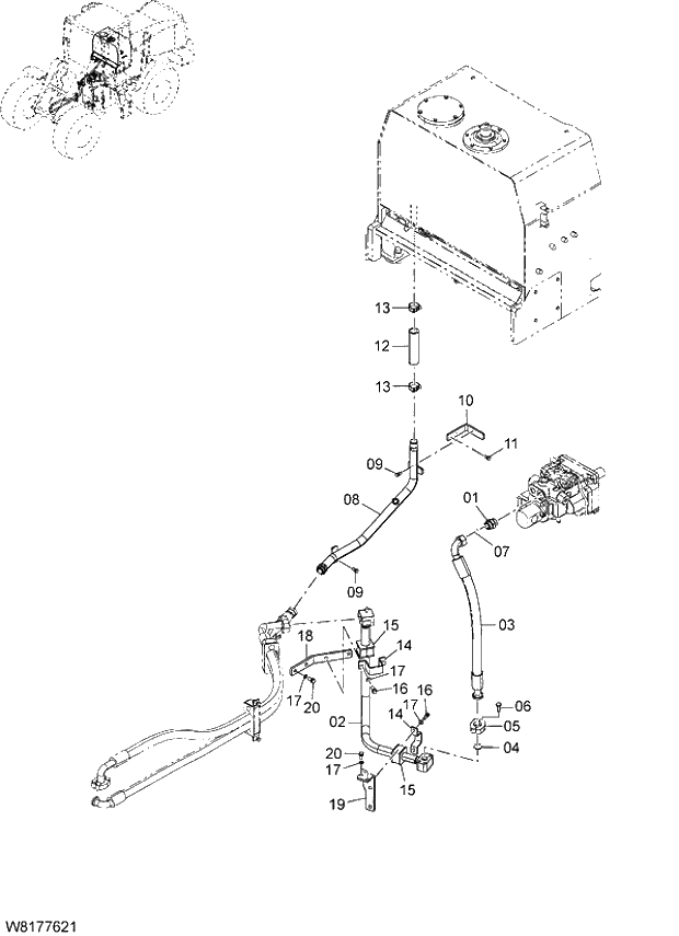 Схема запчастей Hitachi ZW310 - 006 MAIN PIPING(2). 06 HYDRAULIC SYSTEM