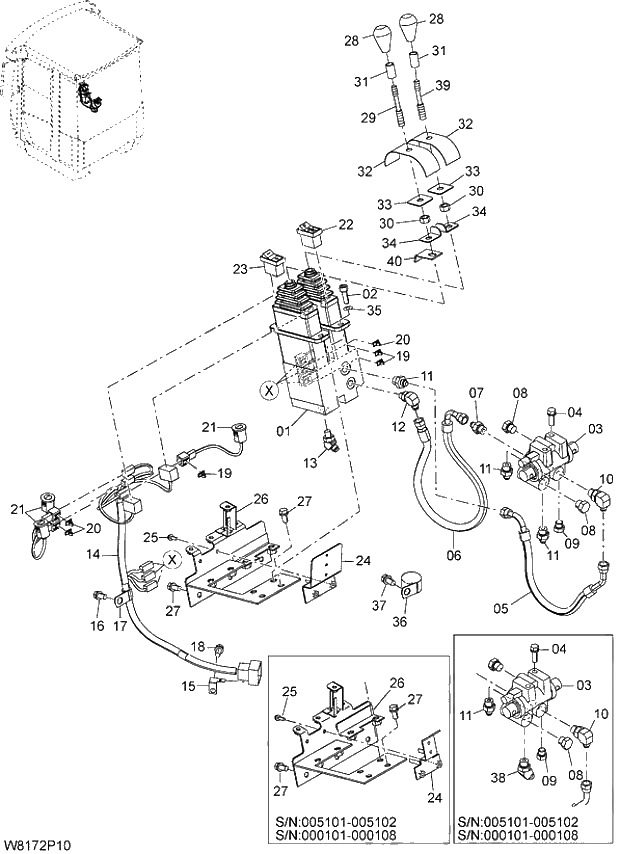 Схема запчастей Hitachi ZW310A - 020 PILOT PIPING(2-SPOOL)(2PL). 06 HYDRAULIC SYSTEM