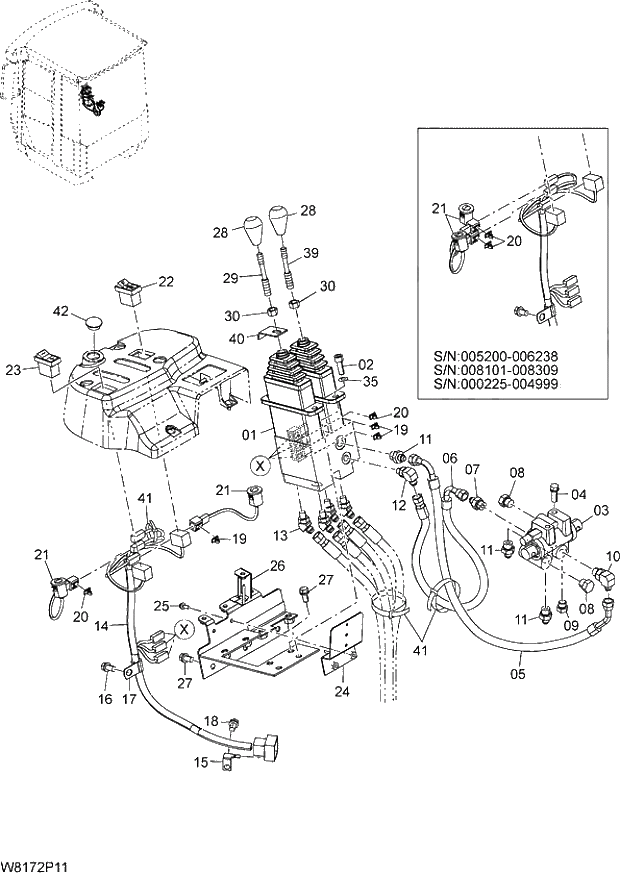 Схема запчастей Hitachi ZW310A - 021 PILOT PIPING(2-SPOOL)(2PL). 06 HYDRAULIC SYSTEM