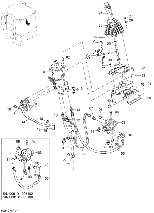 Схема запчастей Hitachi ZW310A - 025 PILOT PIPING(MULTI)(MFL). 06 HYDRAULIC SYSTEM