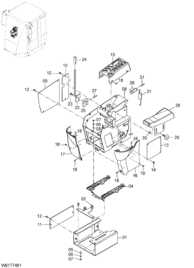 Схема запчастей Hitachi ZW310 - 028 CONSOLE(R). 06 HYDRAULIC SYSTEM