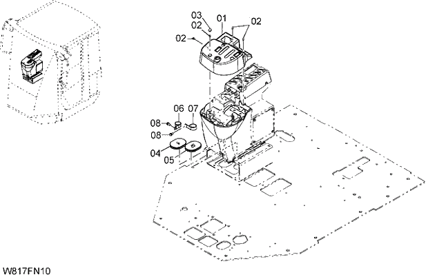 Схема запчастей Hitachi ZW310 - 032 PILOT VALVE COVER(2 FINGER LEVER)(2-SPOOL)(FN2). 06 HYDRAULIC SYSTEM