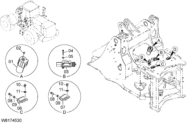 Схема запчастей Hitachi ZW310 - 038 STEERING PARTS(ORBITROLL). 06 HYDRAULIC SYSTEM