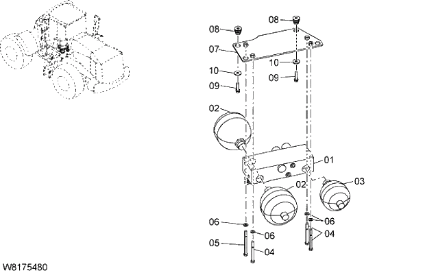 Схема запчастей Hitachi ZW310 - 051 BRAKE SYSTEM(CHARGE VALVE). 06 HYDRAULIC SYSTEM