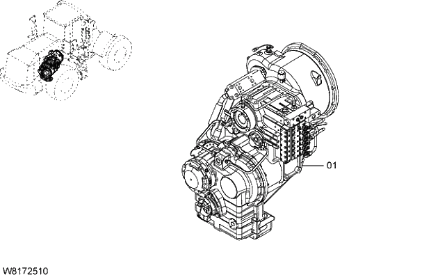 Схема запчастей Hitachi ZW310A - 001 TRANSMISSION(TRANSMISSION, TORQUE CONVERTER). 02 POWER TRAIN