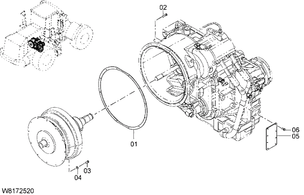 Схема запчастей Hitachi ZW310A - 002 TORQUE CONVERTER. 02 POWER TRAIN