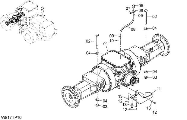 Схема запчастей Hitachi ZW310A - 005 FRONT AXLE(TPD). 02 POWER TRAIN