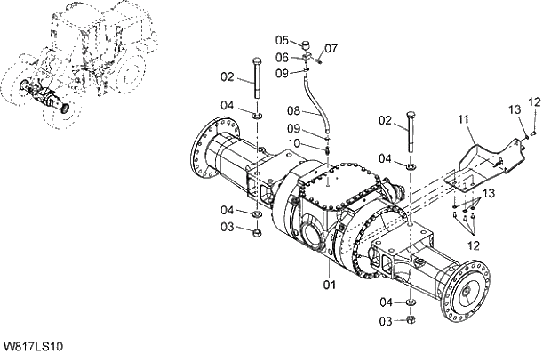 Схема запчастей Hitachi ZW310A - 006 FRONT AXLE(LSD). 02 POWER TRAIN