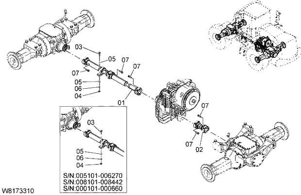 Схема запчастей Hitachi ZW310A - 009 PROPELLER SHAFT. 02 POWER TRAIN