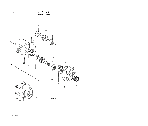 Схема запчастей Hitachi EX130H-5 - 007 PUMP;GEAR 01 PUMP