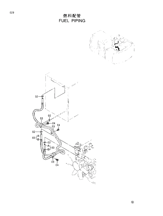 Схема запчастей Hitachi EX100M-5 - 029 FUEL PIPINGS UPPERSTRUCTURE