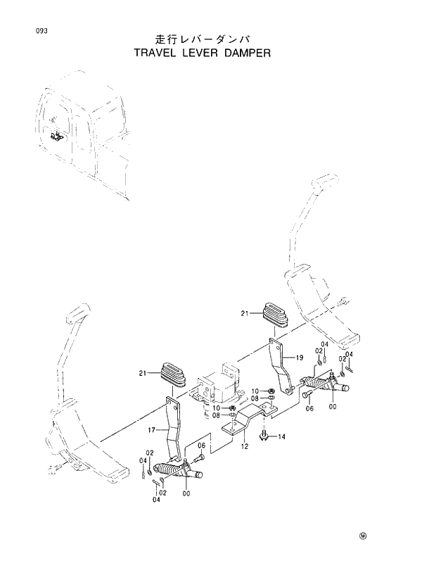 Схема запчастей Hitachi EX100M-5 - 093 TRAVEL LEVER DAMPER UPPERSTRUCTURE