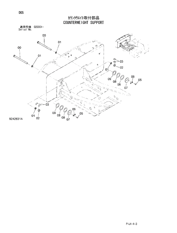 Схема запчастей Hitachi ZX470H-3 - 005_COUNTERWEIGHT SUPPORT (020001 -). 01 UPPERSTRUCTURE