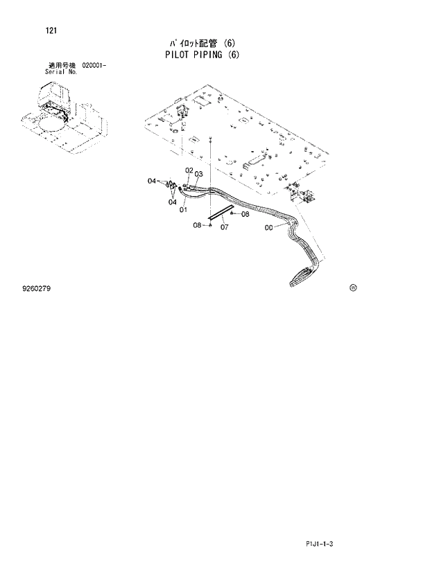 Схема запчастей Hitachi ZX450LC-3 - 121_PILOT PIPING (6) (020001 -). 01 UPPERSTRUCTURE