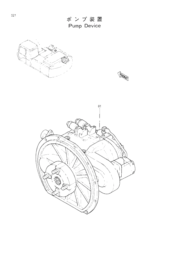 Схема запчастей Hitachi EX220-2 - 021 PUMP DEVICE (008001 -). 01 UPPERSTRUCTURE