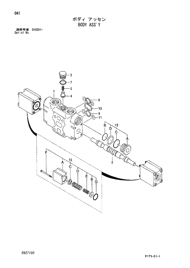 Схема запчастей Hitachi ZX160LC-3 - 041_BODY ASSY (010001 -). 03 VALVE