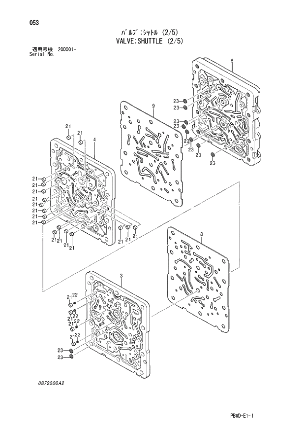 Схема запчастей Hitachi ZX200-3G - 053 VALVE;SHUTTLE (2-5) 03 VALVE