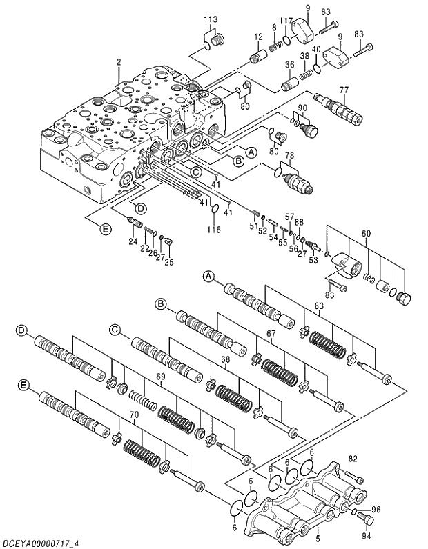 Схема запчастей Hitachi ZX250LCH-5G - 004 VALVE;CONTROL (4-5) 03 VALVE