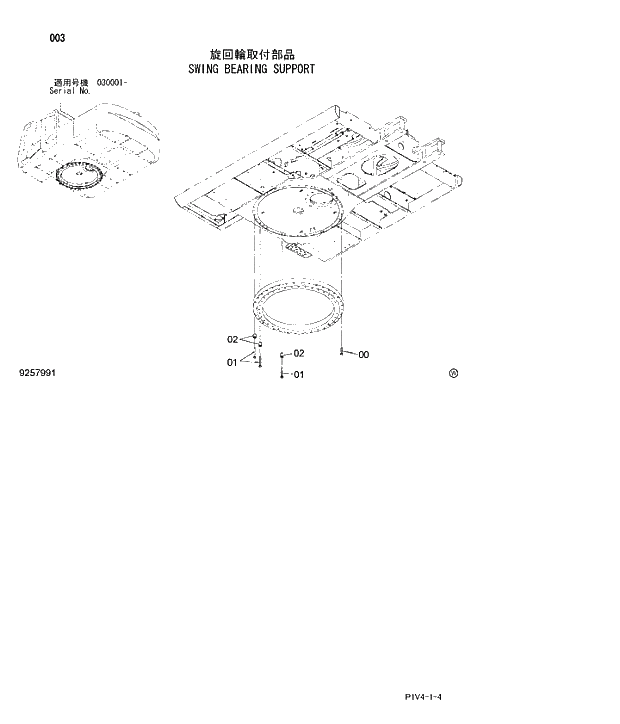 Схема запчастей Hitachi ZX280LCN-3 - 003SWING BEARING SUPPORT. 01 UPPERSTRUCTURE