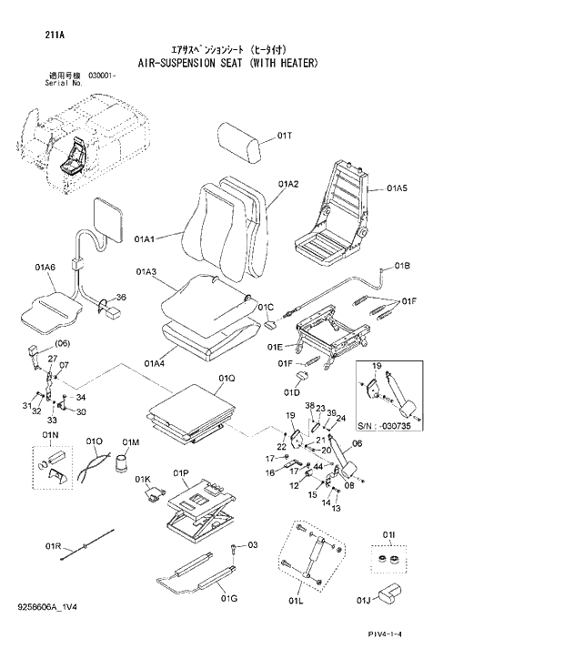 Схема запчастей Hitachi ZX270LC-3 - 211 AIR-SUSPENSION SEAT. 01 UPPERSTRUCTURE