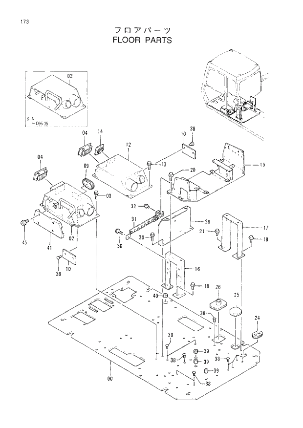 Схема запчастей Hitachi EX200LC-3 - 173 FLOOR PARTS. 01UPPERSTRUCTURE