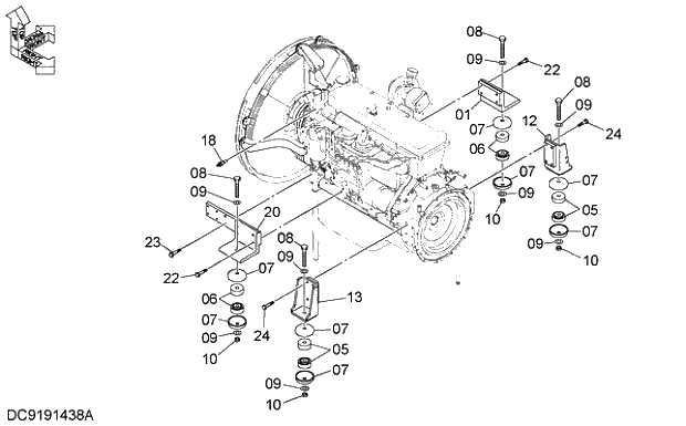 Схема запчастей Hitachi ZX350H-3G - 006 ENGINE SUPPORT. 01 UPPERSTRUCTURE