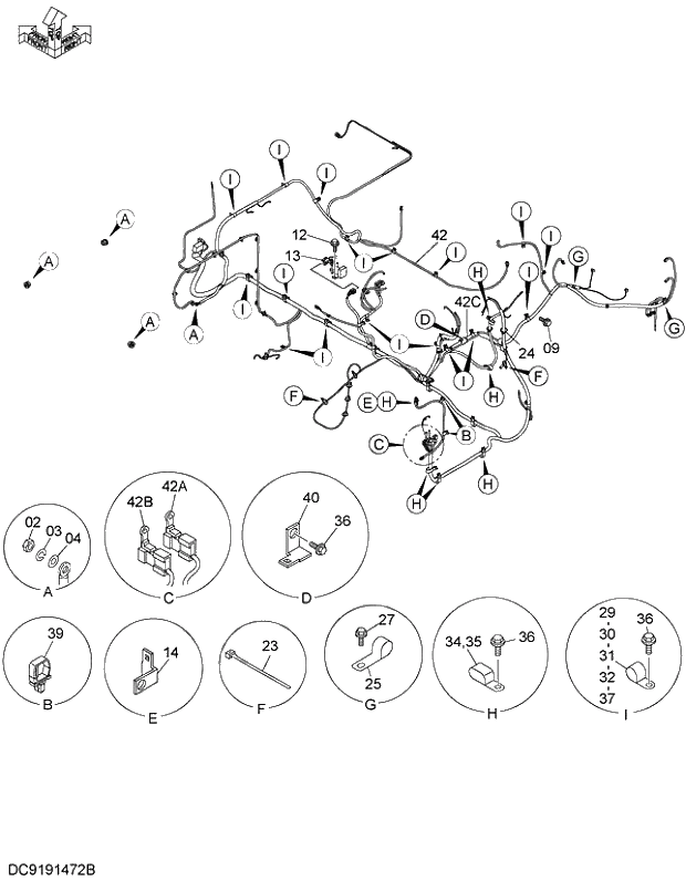 Схема запчастей Hitachi ZX330-3G - 078 ELECTRIC PARTS (C) 01 UPPERSTRUCTURE