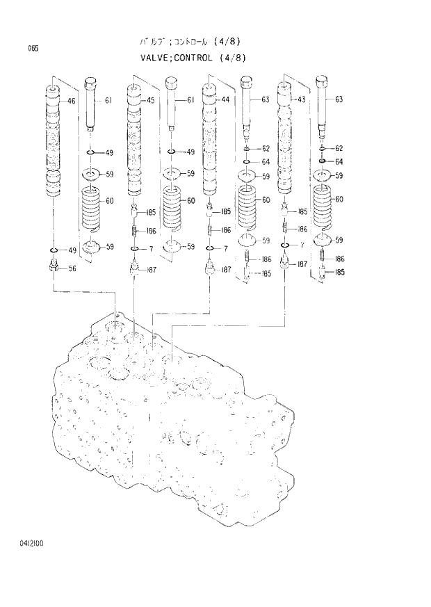 Схема запчастей Hitachi EX120-2 - 065 CONTROL VALVE (4-8) (030001 -). 03 VALVE