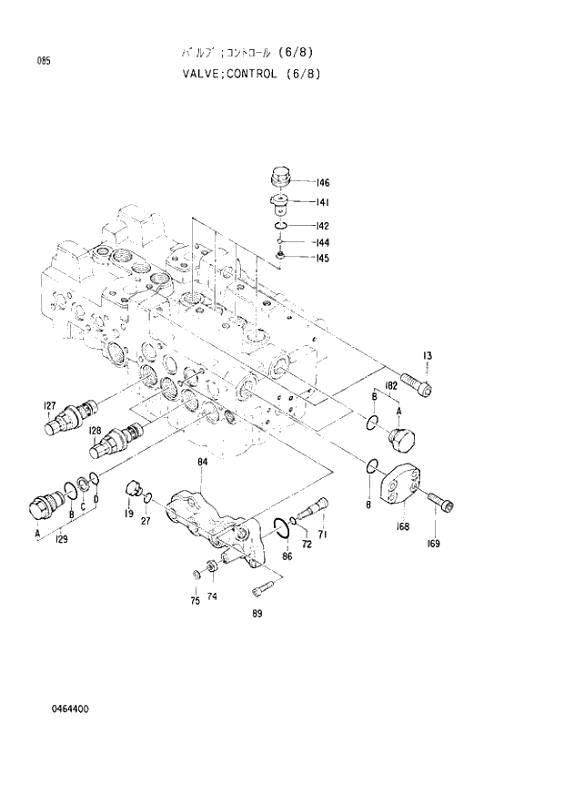 Схема запчастей Hitachi EX120-2 - 085 CONTROL VALVE (6-8) (030001 -). 03 VALVE