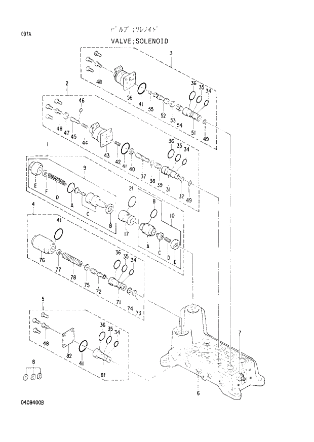 Схема запчастей Hitachi EX120-2 - 097 SOLENOID VALVE (030001 -). 03 VALVE