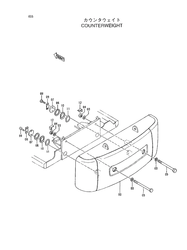 Схема запчастей Hitachi EX450H-5 - 005 COUNTERWEIGHT 01 UPPERSTRUCTURE