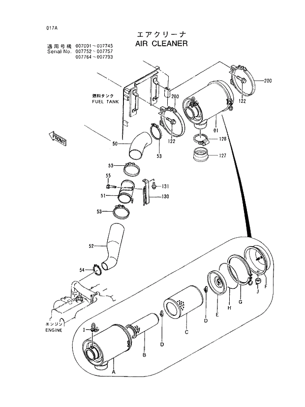 Схема запчастей Hitachi EX450LCH-5 - 017 AIR CLEANER 01 UPPERSTRUCTURE