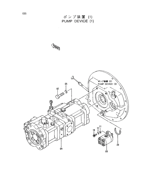 Схема запчастей Hitachi EX400-5 - 035 PUMP DEVICE (1) 01 UPPERSTRUCTURE