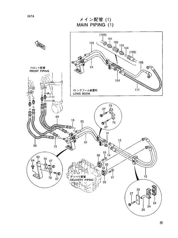 Схема запчастей Hitachi EX450H-5 - 067 MAIN PIPING (1) 01 UPPERSTRUCTURE