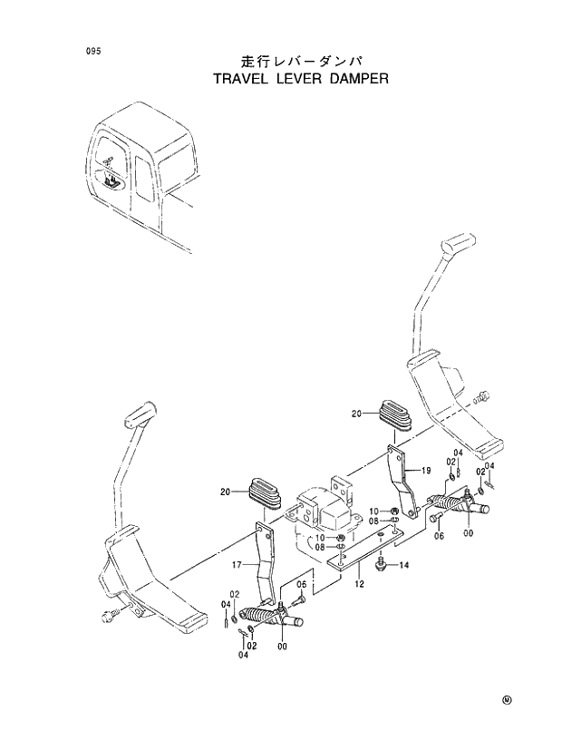 Схема запчастей Hitachi EX400-5 - 095 TRAVEL LEVER DAMPER 01 UPPERSTRUCTURE