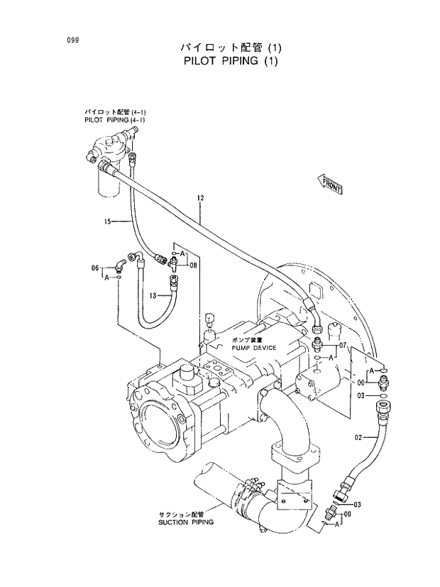 Схема запчастей Hitachi EX450H-5 - 099 PILOT PIPING (1) 01 UPPERSTRUCTURE